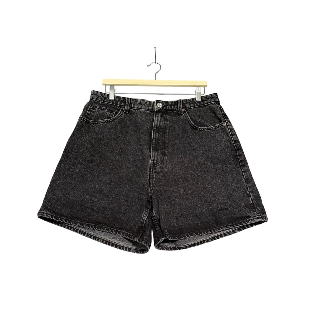 Zara | High Waisted‎ Faded Black Denim Shorts Cotton Size US 14
